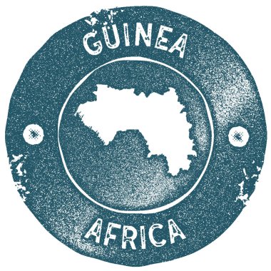 Guinea map vintage stamp Retro style handmade label Guinea badge or element for travel souvenirs clipart