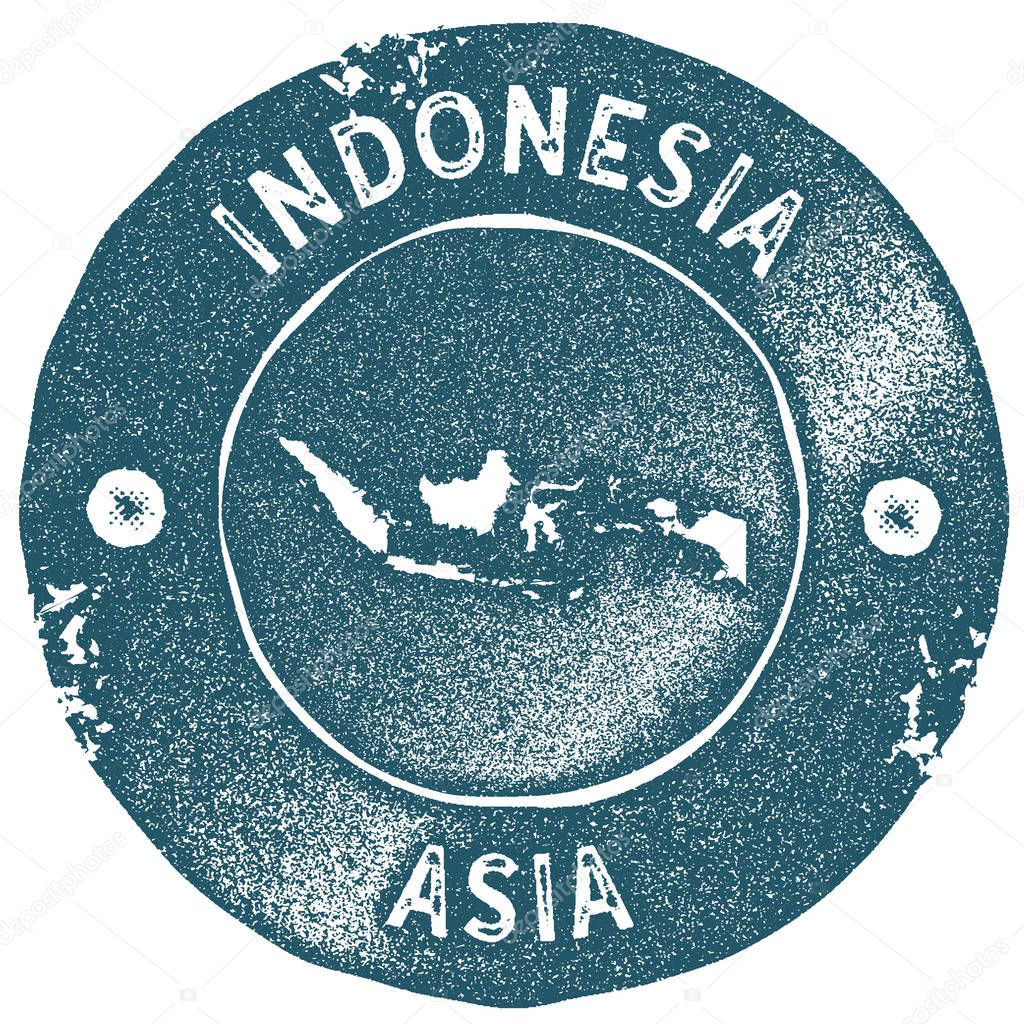 Indonesia map vintage stamp Retro style handmade label Indonesia badge or element for travel