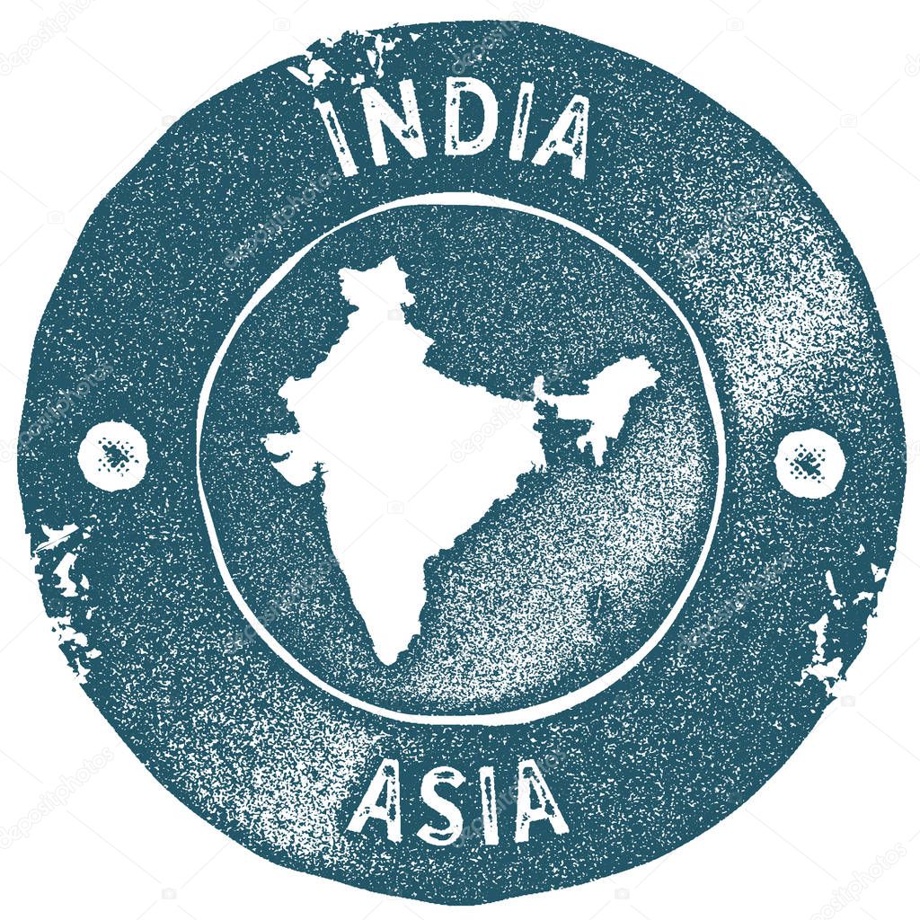 India map vintage stamp Retro style handmade label India badge or element for travel souvenirs