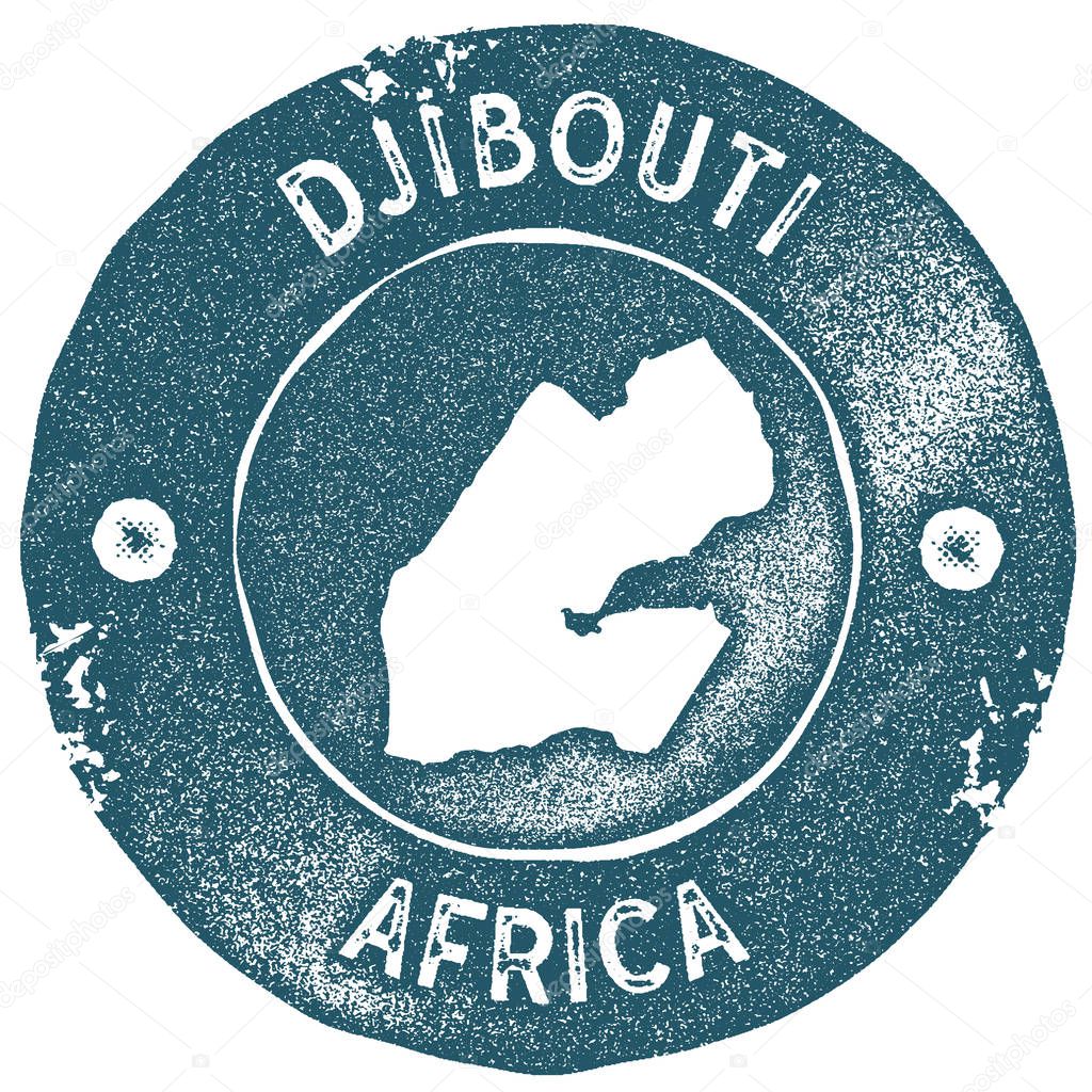 Djibouti map vintage stamp Retro style handmade label Djibouti badge or element for travel