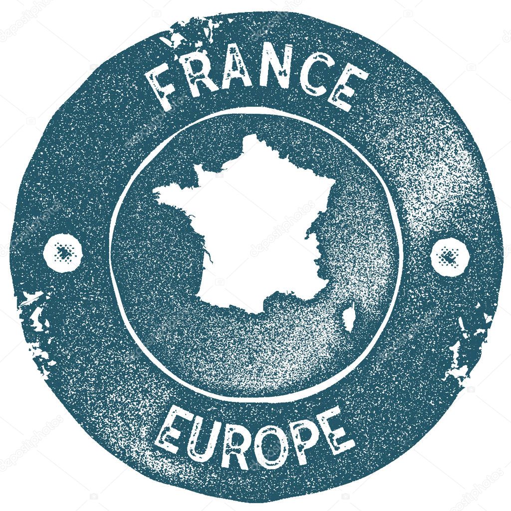 France map vintage stamp Retro style handmade label France badge or element for travel souvenirs