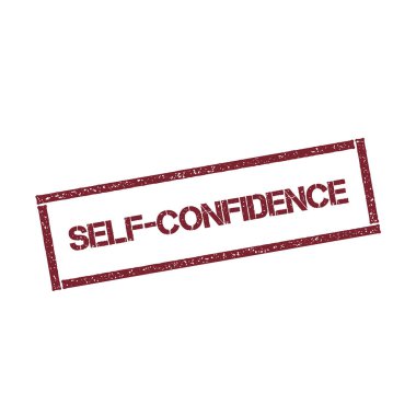 Selfconfidence dikdörtgen damga dokulu kırmızı mühür ile izole beyaz arka plan vektör üzerinde metin