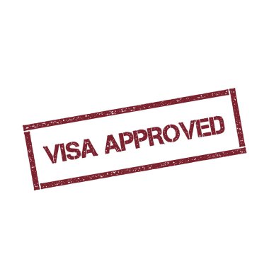 Beyaz arka plan vektör izole metin ile dikdörtgen damga dokulu kırmızı mühür Visa onaylı