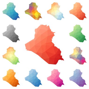 Irak Cumhuriyeti geometrik poligonal mozaik tarzı koleksiyon parlak soyut mozaik haritalar