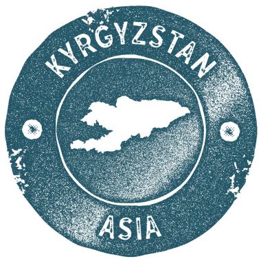 Kırgızistan Haritası vintage damgası Retro tarzı el yapımı etiketi Kırgızistan rozet veya seyahat için öğe