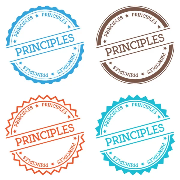 Princípios distintivo isolado no fundo branco Etiqueta redonda estilo plano com texto emblema circular — Vetor de Stock