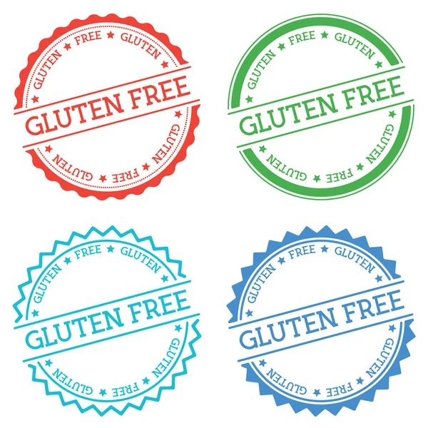 Gluten Free odznak izolovaných na bílém pozadí s plochou styl kolo popisek s textem kruhový emblém — Stockový vektor