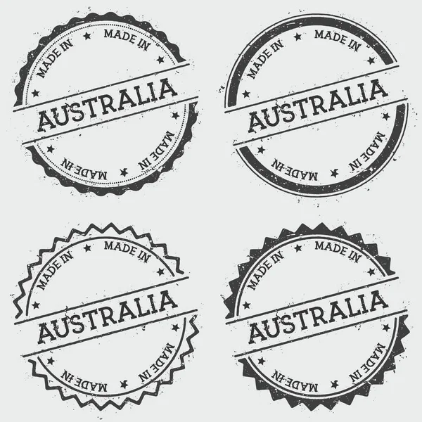 Made in Australia selo insígnia isolado em fundo branco Grunge redondo selo hipster com texto — Vetor de Stock