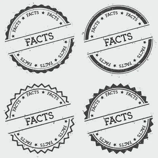 Cap lencana fakta diisolasi pada latar belakang putih Segel hipster bulat dengan tekstur tinta teks - Stok Vektor