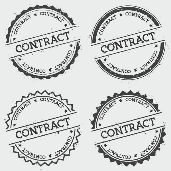 Szerződés insignia bélyegző elszigetelt fehér background Grunge kerek csípő pecsét tinta szöveg — Stock Vector
