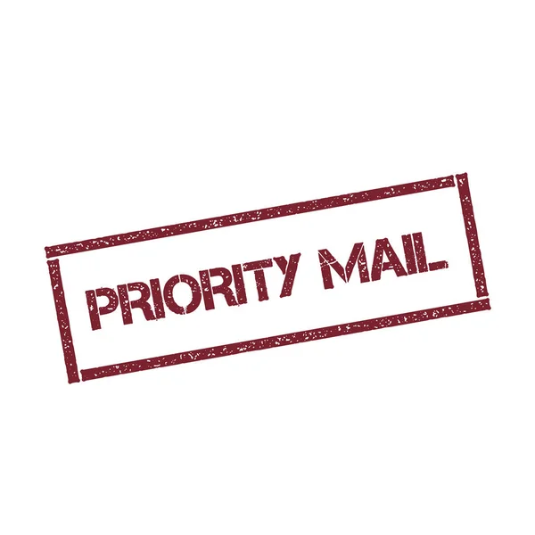 Sello rectangular de correo prioritario Sello rojo texturizado con texto aislado sobre un vector de fondo blanco — Vector de stock