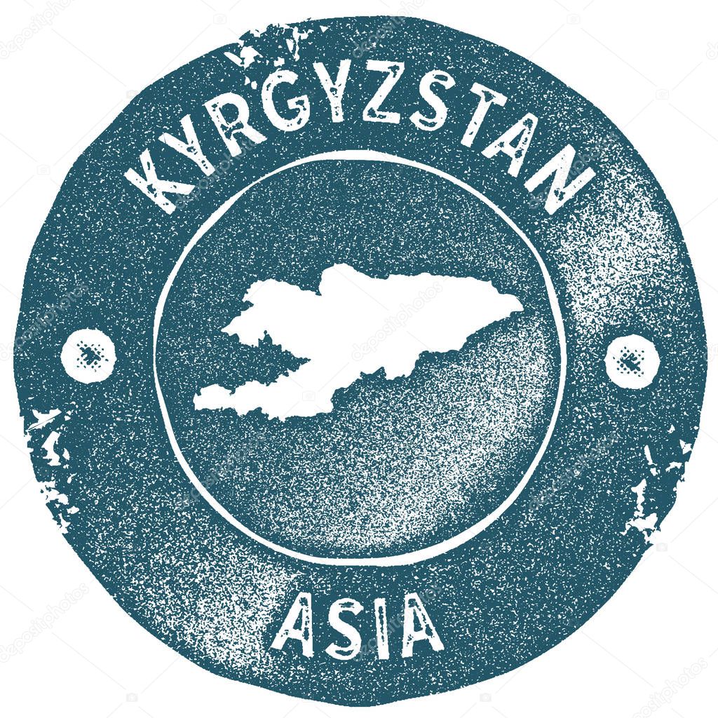 Kyrgyzstan map vintage stamp Retro style handmade label Kyrgyzstan badge or element for travel