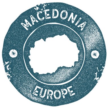 Macedonia map vintage stamp Retro style handmade label Macedonia badge or element for travel clipart