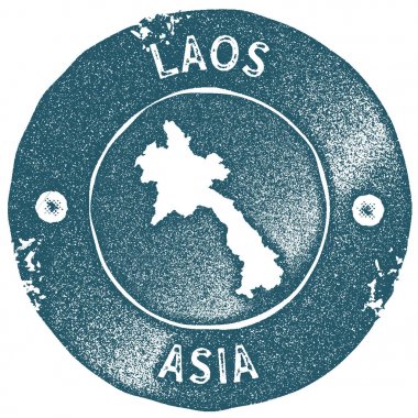 Laos vintage damga Retro tarzı el yapımı etiketi Laos rozetini göster veya öğe için seyahat Hatıra Eşyası