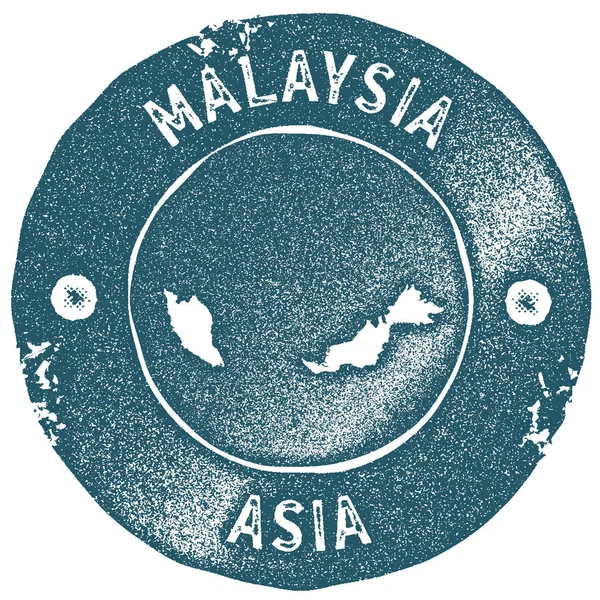 Mapa de Malasia sello vintage Etiqueta hecha a mano estilo retro Insignia de Malasia o elemento para viajar — Vector de stock