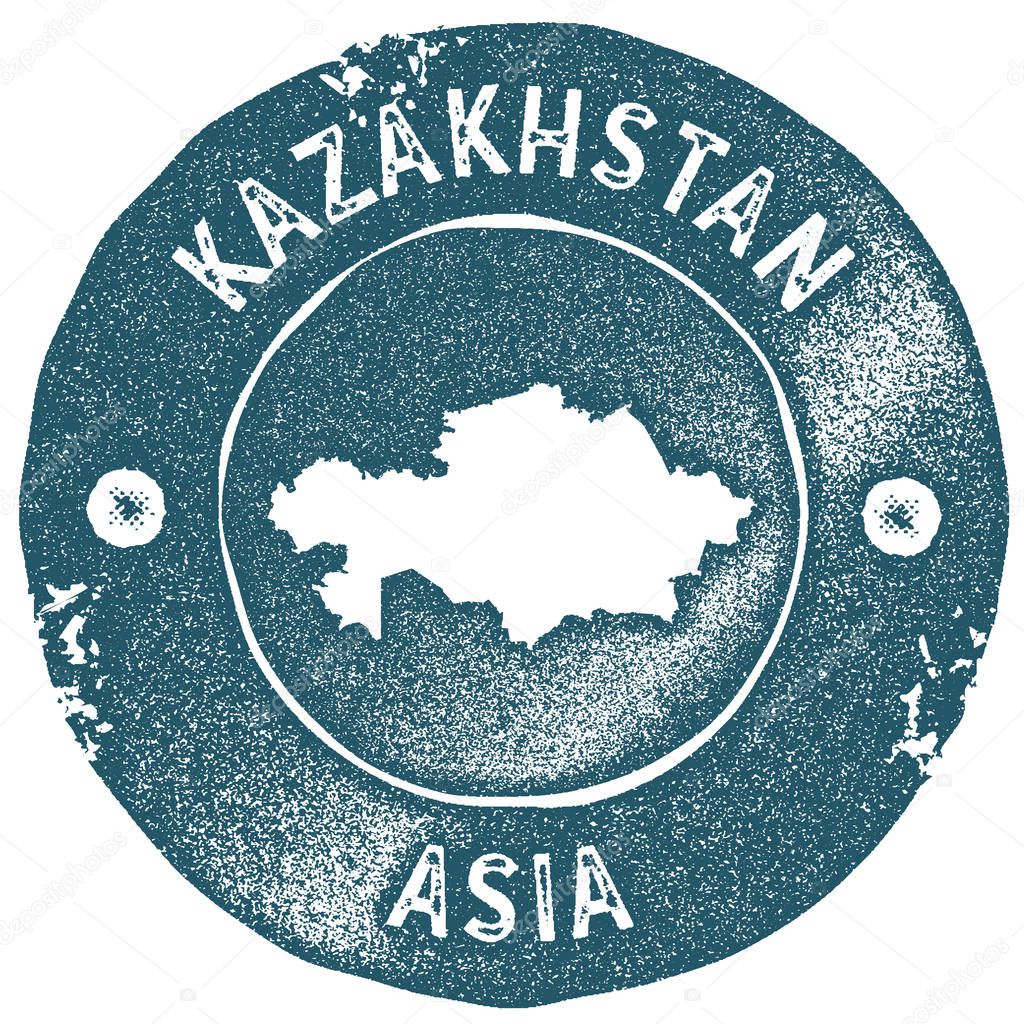 Kazakhstan map vintage stamp Retro style handmade label Kazakhstan badge or element for travel
