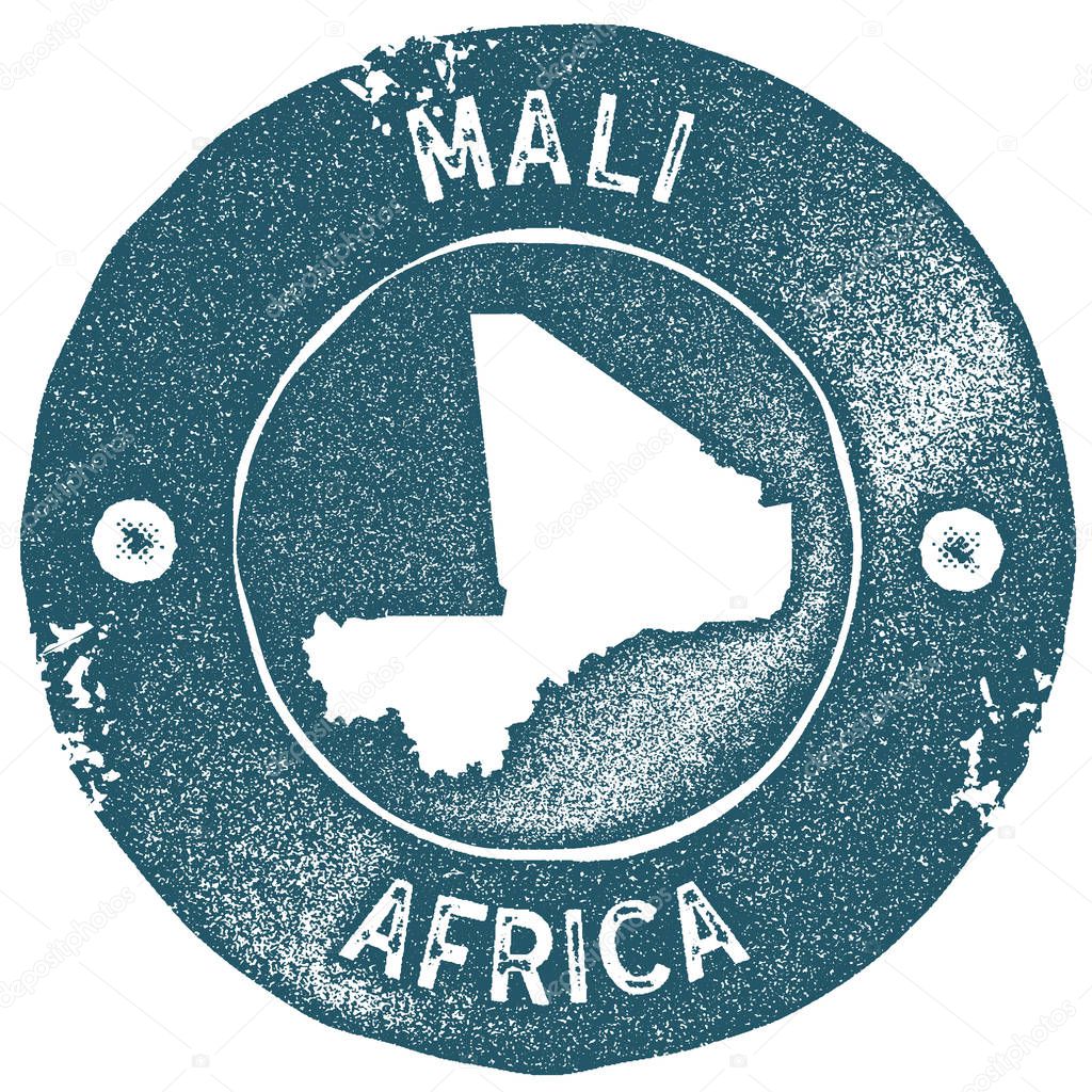 Mali map vintage stamp Retro style handmade label Mali badge or element for travel souvenirs