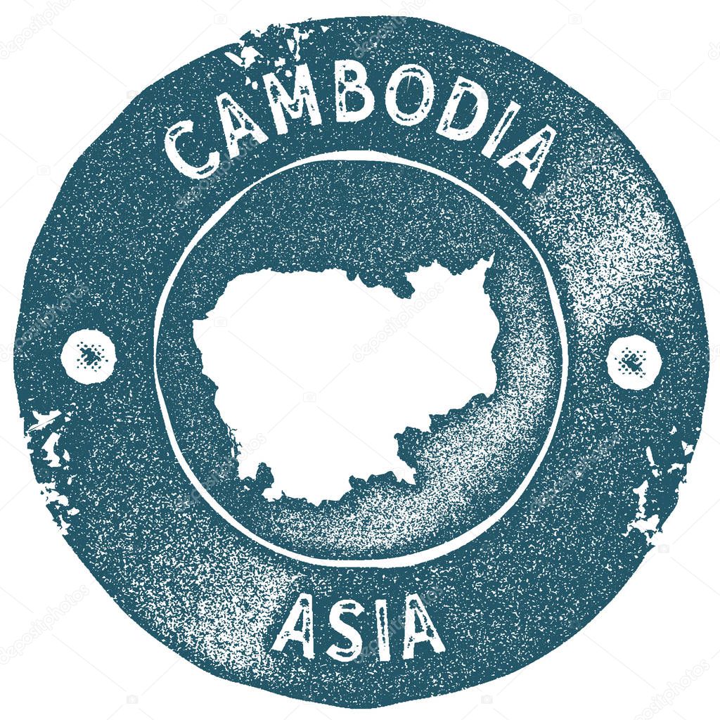 Cambodia map vintage stamp Retro style handmade label Cambodia badge or element for travel