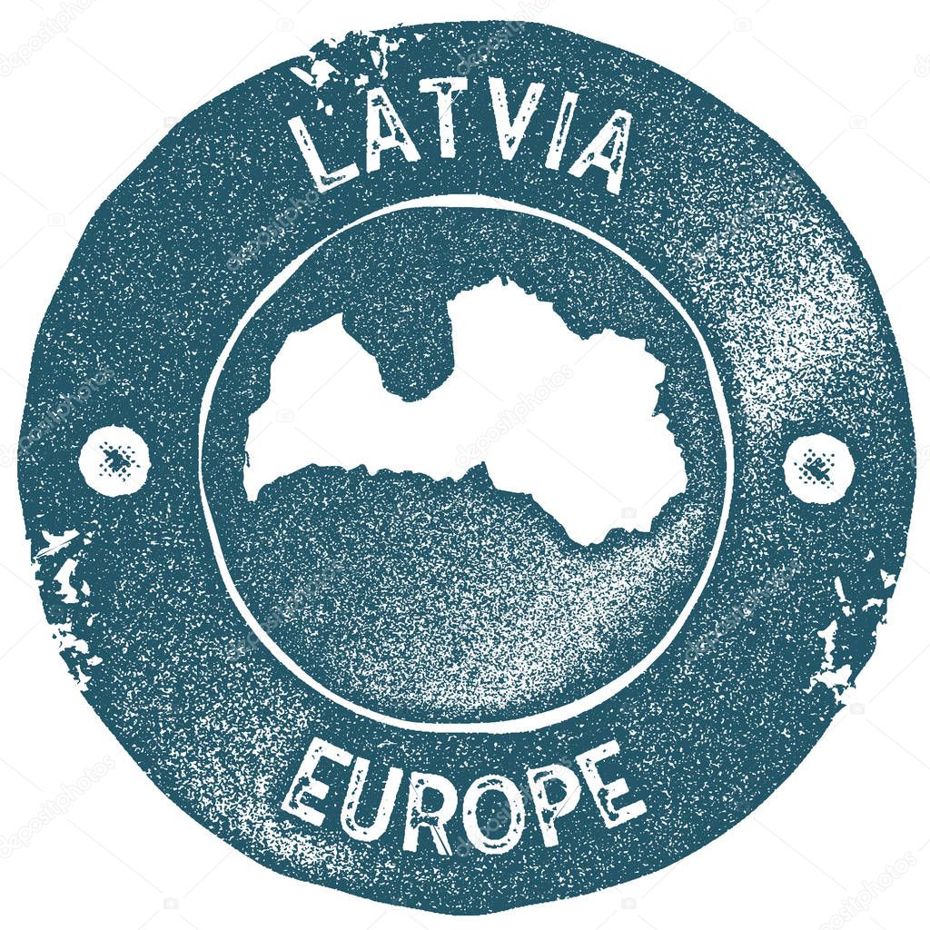 Latvia map vintage stamp Retro style handmade label Latvia badge or element for travel souvenirs