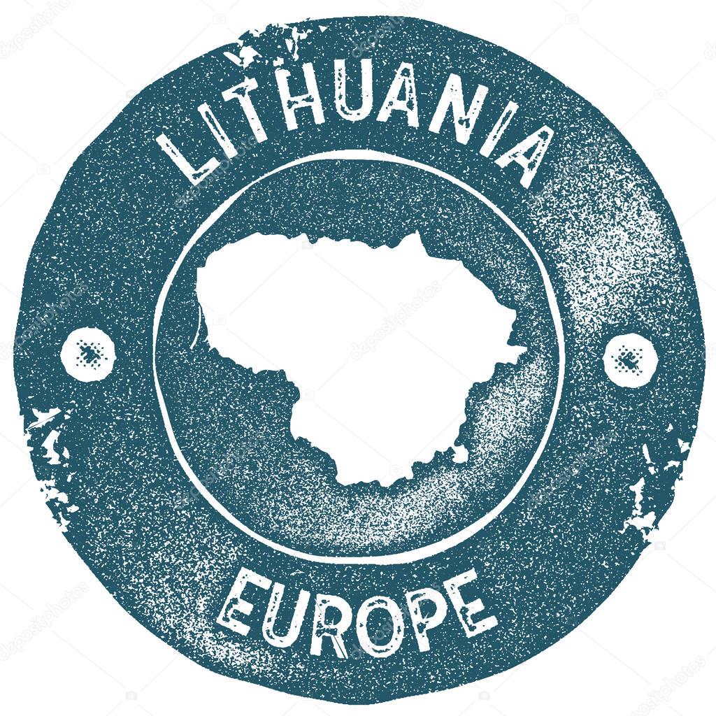 Lithuania map vintage stamp Retro style handmade label Lithuania badge or element for travel