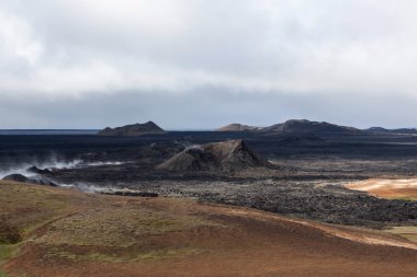 Krafla kıyamet yasaktır siyah manzara krater lav çöl hala aktif volkanik alan yakınındaki