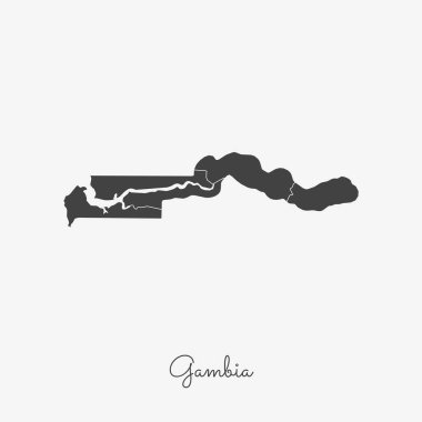 Gambiya bölge gri anahat Gambiya bölgeler vektör beyaz arka plan detaylı haritada göster