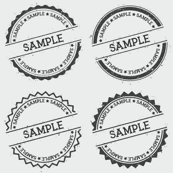 Sample insignia stamp isolated on white background Grunge round hipster seal with text ink texture — Stock Vector