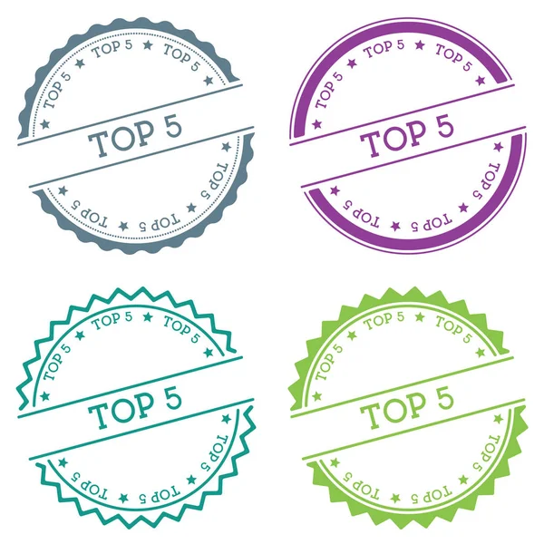 Top 5 insignia aislada sobre fondo blanco Estilo plano etiqueta redonda con texto Vector de emblema circular — Vector de stock