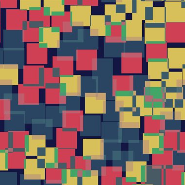 Soyut desen derin mavi geometrik arka plan çekici rasgele kareler geometrik kaotik kareler