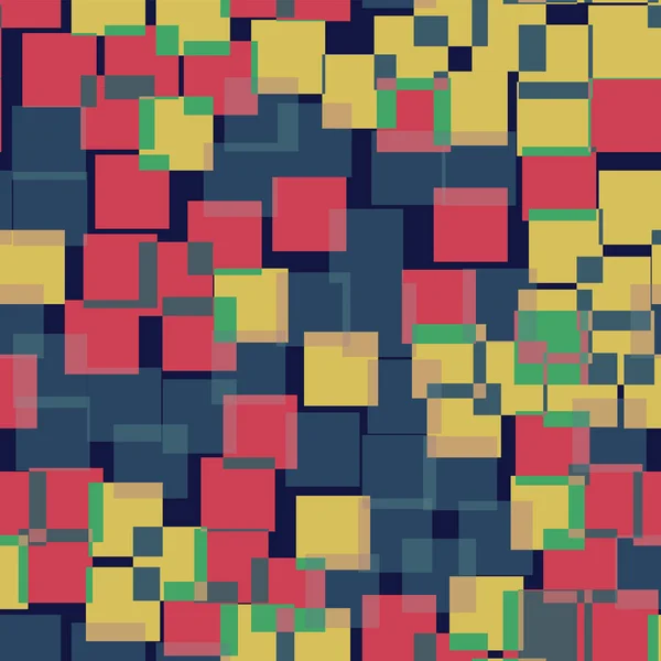 Patrón de cuadrados abstractos Fondo geométrico azul profundo Cuadrados aleatorios atractivos Caótico geométrico — Archivo Imágenes Vectoriales