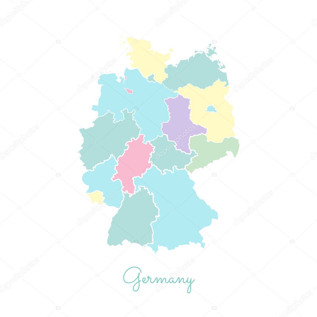 Deutschland Regionalkarte bunt mit weißen Umriss detaillierte Karte von