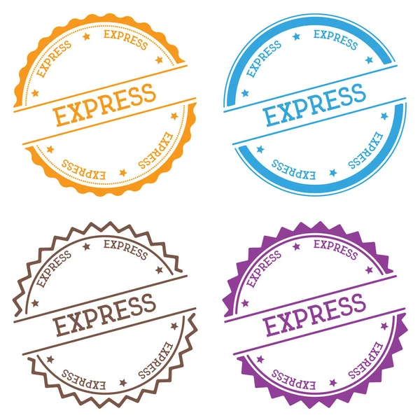 Emblema expresso isolado no fundo branco Etiqueta redonda de estilo plano com vetor de emblema circular de texto —  Vetores de Stock