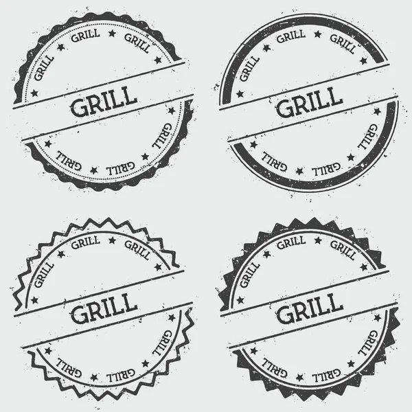 Grill-Abzeichen-Stempel isoliert auf weißem Hintergrund Grunge runde Hipster-Siegel mit Textfarbe Textur — Stockvektor