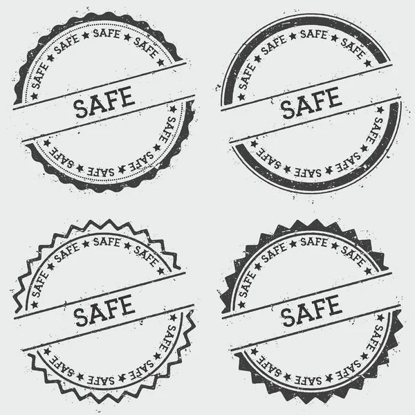 Bezpečný insignie razítko izolovaných na bílém pozadí Grunge kolem bederní pečeť s textem inkoust texturou — Stockový vektor