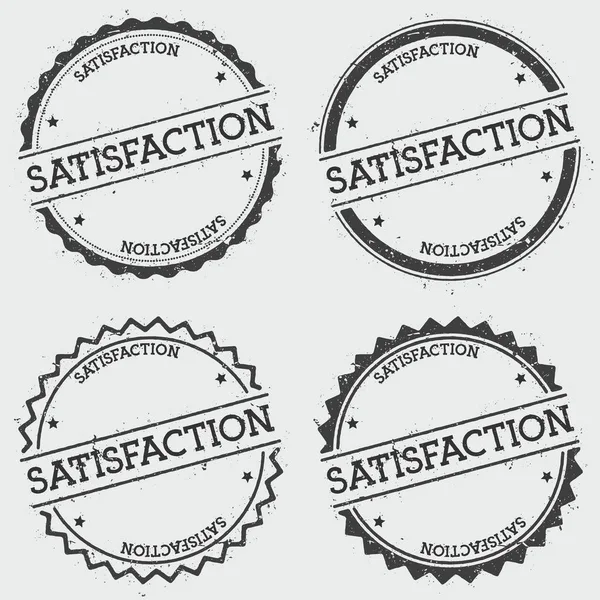 Beyaz arka planda Grunge hipster mühür metin mürekkep ile yuvarlak izole memnuniyeti Insignia damgası