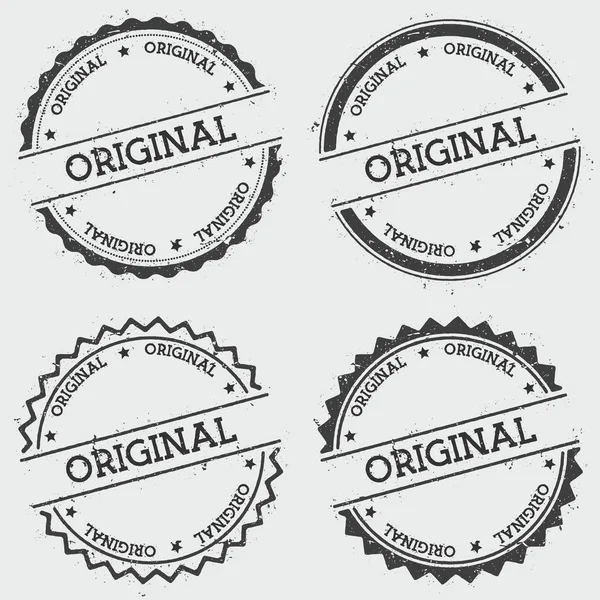 Original Abzeichenstempel isoliert auf weißem Hintergrund grunge rundes Hipster-Siegel mit Textfarbe — Stockvektor