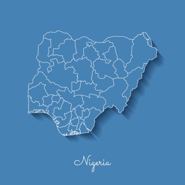Nijerya bölgesi harita mavi beyaz anahat ve mavi arka plan detaylı Türkiye haritası üzerinde gölge ile