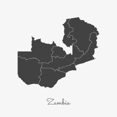 Zambiya bölge gri anahat Zambiya bölgeler vektör beyaz arka plan detaylı haritada göster