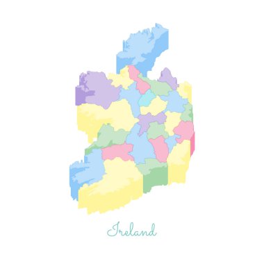 İrlanda bölgelerinde vektör harita İrlanda bölgesi harita renkli izometrik en iyi görünümü ayrıntılı