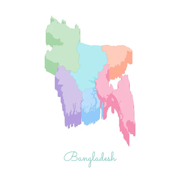 Bangladesh Region Karte bunte isometrische Draufsicht Detailkarte der Bangladesh Regionen Vektor — Stockvektor