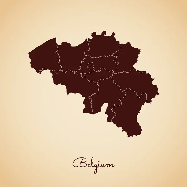 Belgien regionen karta retrostil brun disposition på gamla papper bakgrund detaljerad karta över Belgien — Stock vektor