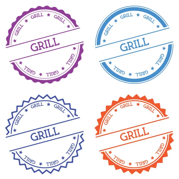 Grill Abzeichen isoliert auf weißem Hintergrund flachen Stil rundes Etikett mit Text kreisförmigen Emblem Vektor — Stockvektor
