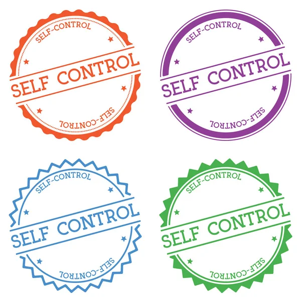 Odznaka SelfControl izolowana na białym tle z płaskim stylu okrągłe etykiety z tekstu z żyłką godło — Wektor stockowy