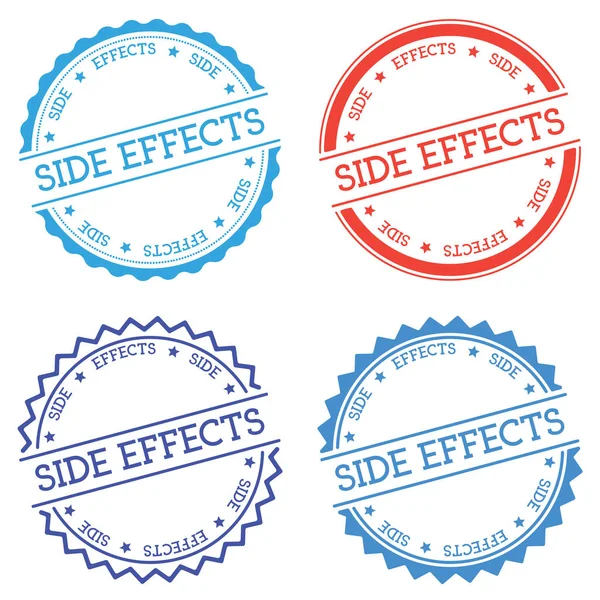 Lencana efek samping diisolasi pada label bundar gaya datar latar belakang putih dengan lambang sirkuler teks - Stok Vektor
