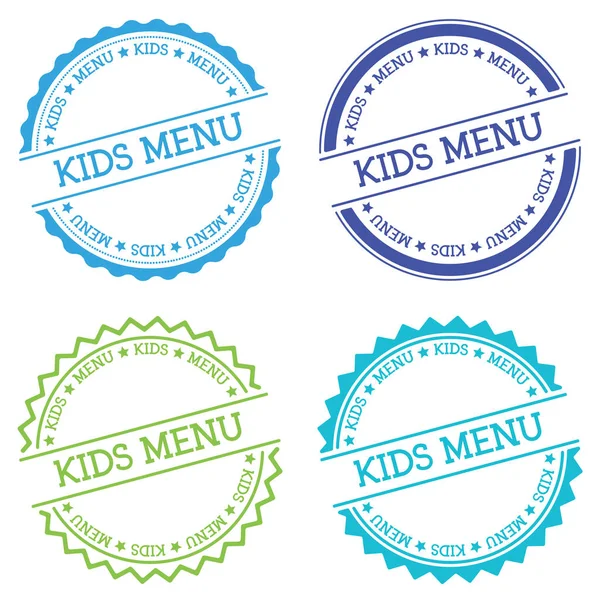 Kids menu badge isolated on white background Flat style round label with text Circular emblem — Stock Vector