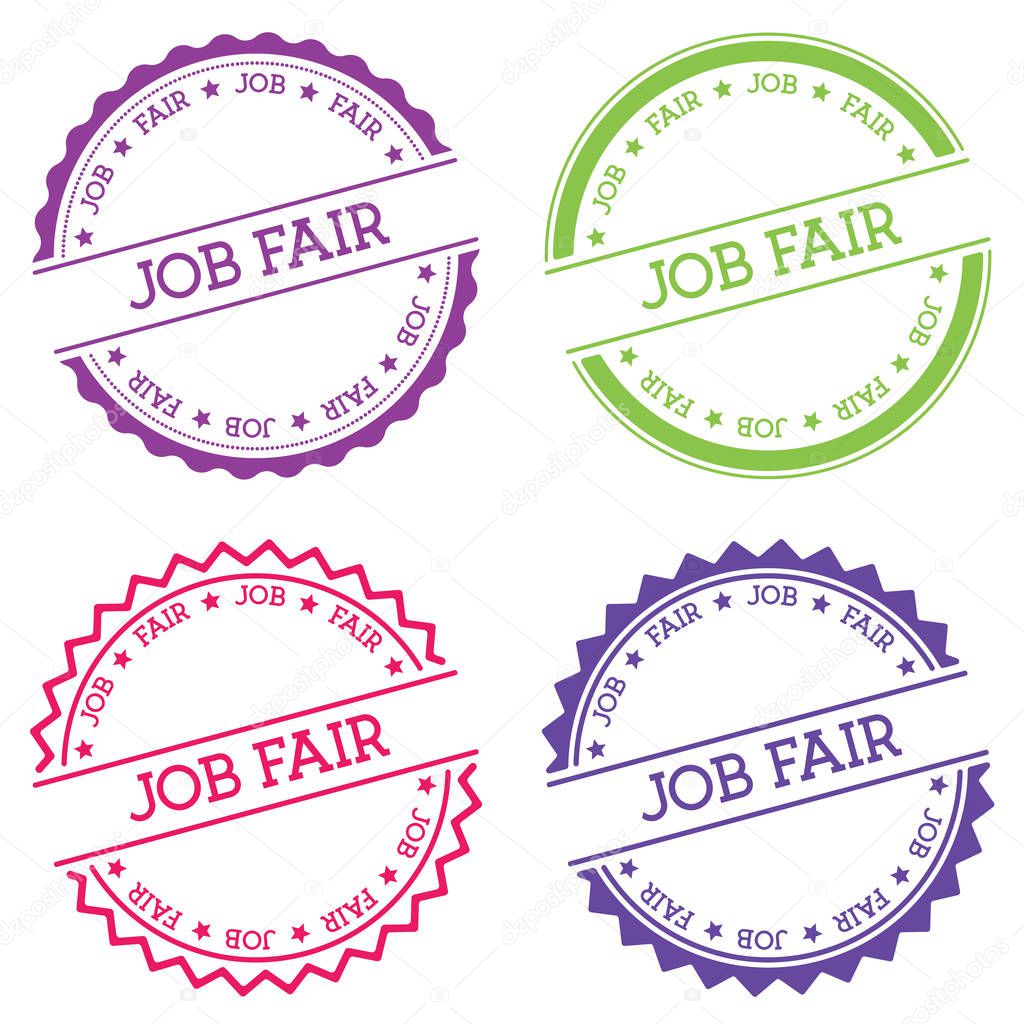 Job fair badge isolated on white background Flat style round label with text Circular emblem
