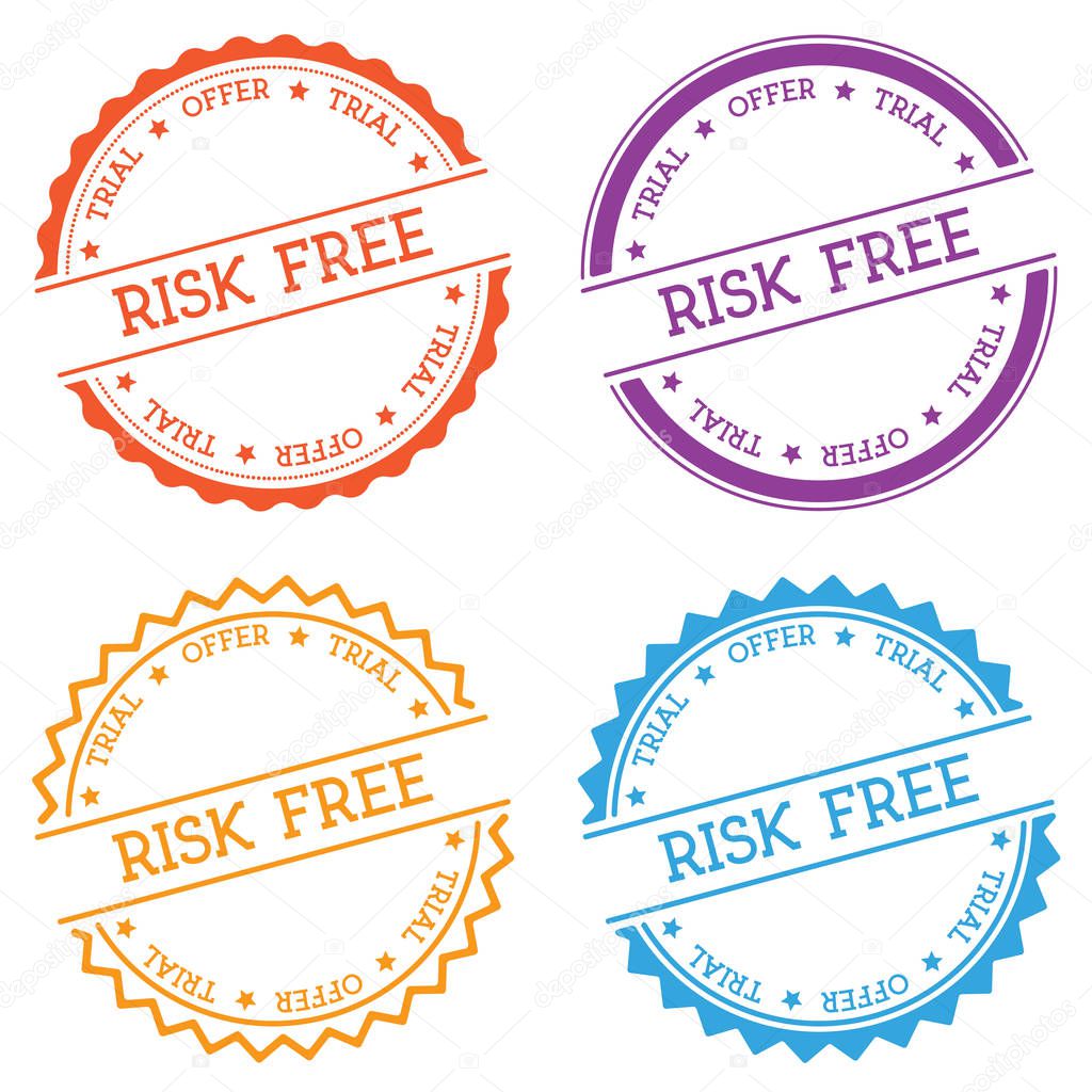 Riskfree trial offer badge isolated on white background Flat style round label with text Circular