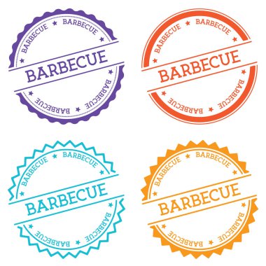 Düz beyaz arka plan üzerinde izole Barbekü rozet stil yuvarlak etiket metin dairesel amblemi ile