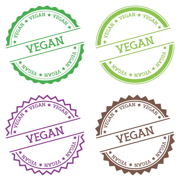Veganes Abzeichen isoliert auf weißem Hintergrund flachen Stil rundes Etikett mit Text kreisförmigen Emblem Vektor — Stockvektor