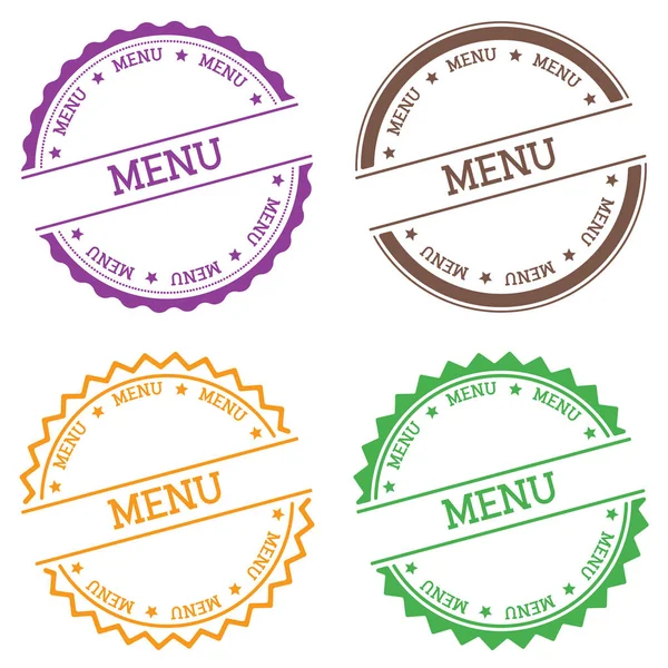 Menu badge isolated on white background Flat style round label with text Circular emblem vector — Stock Vector